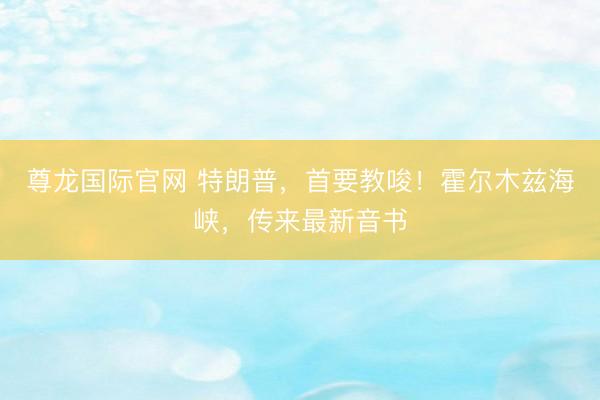 尊龙国际官网 特朗普，首要教唆！霍尔木兹海峡，传来最新音书