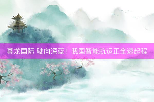 尊龙国际 驶向深蓝！我国智能航运正全速起程