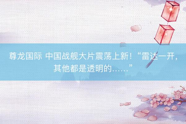 尊龙国际 中国战舰大片震荡上新！“雷达一开，其他都是透明的……”