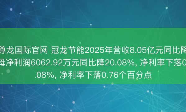 尊龙国际官网 冠龙节能2025年营收8.05亿元同比降11.98%, 归母净利润6062.92万元同比降20.08%, 净利率下落0.76个百分点
