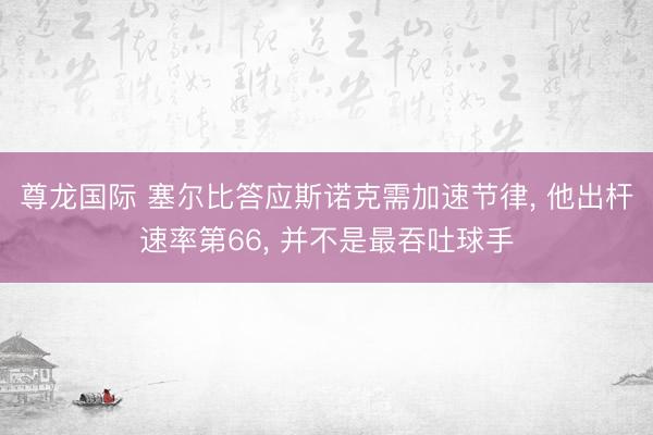 尊龙国际 塞尔比答应斯诺克需加速节律, 他出杆速率第66, 并不是最吞吐球手