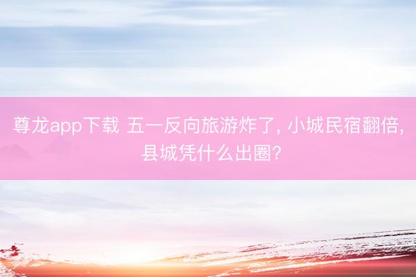 尊龙app下载 五一反向旅游炸了, 小城民宿翻倍, 县城凭什么出圈?