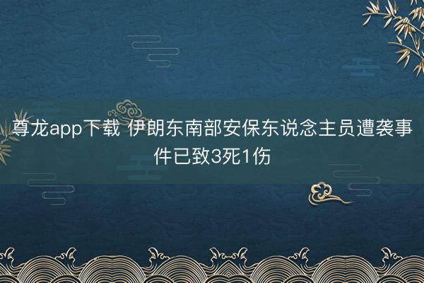 尊龙app下载 伊朗东南部安保东说念主员遭袭事件已致3死1伤