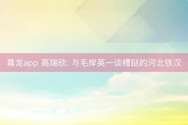 尊龙app 高瑞欣: 与毛岸英一谈糟跶的河北铁汉